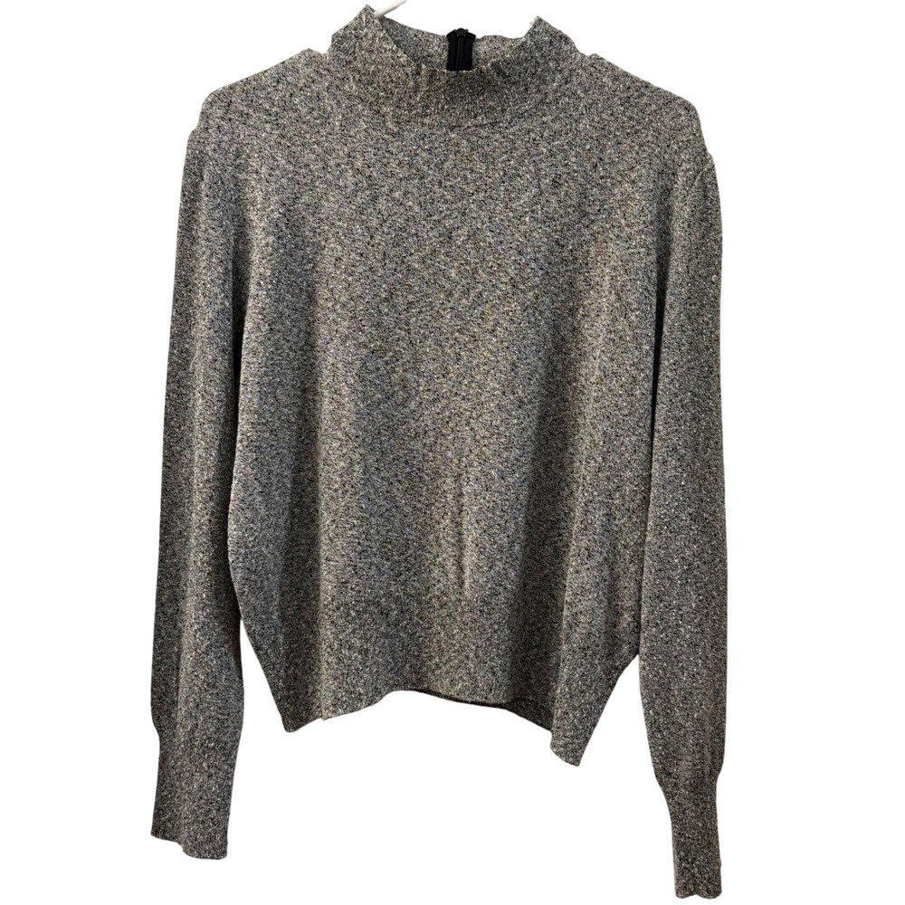 ST. JOHN COLLECTION by Marie Gray Mock Neck Speckled Knit Sweater Women's Size M